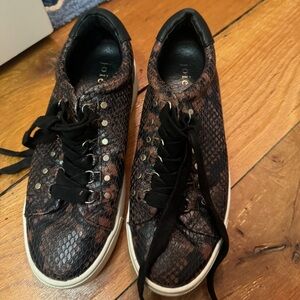Joie Snake Embossed Leather Sneakers